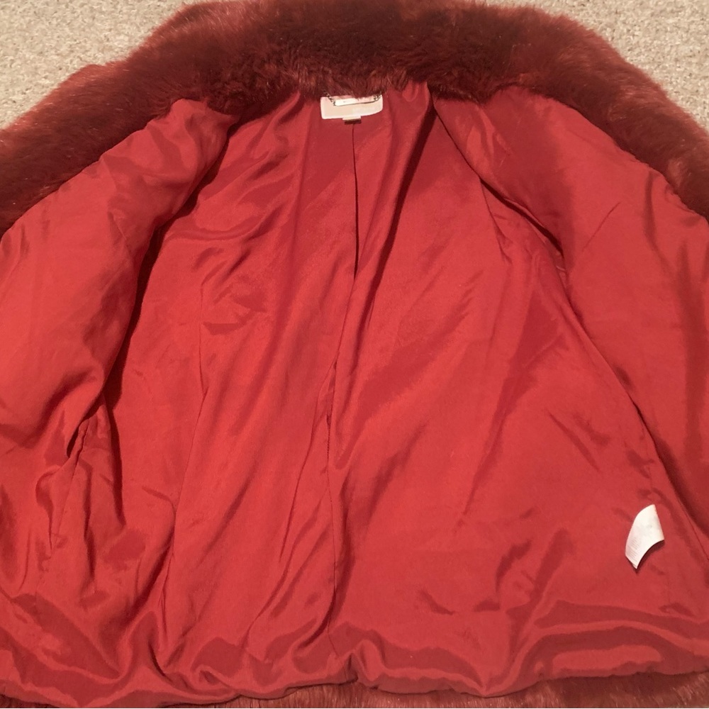 NWOT Michael Kors red faux fur coat - Picture 5 of 8